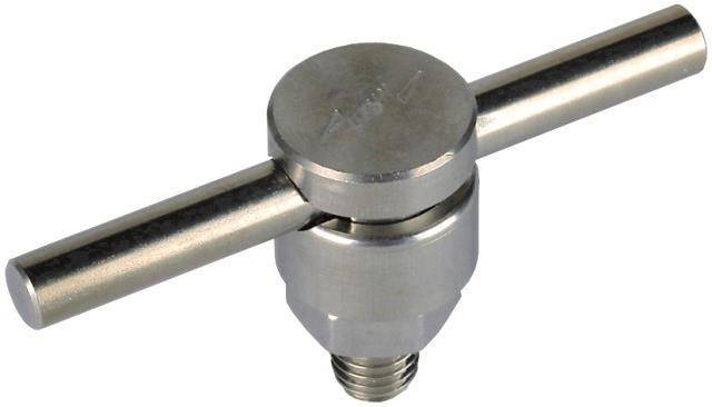 Edelstahlpressfitting mit T-Griff und Gewindeverbinder, verwendet zur Steuerung des Flüssigkeitsflusses in Rohrleitungssystemen.