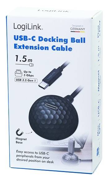 LOGILINK USB-C Kabel CU0099 USB-C/M zu USB-C/F Docking-Ball 1,5m