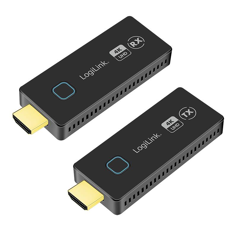 LogiLink HDW0102, 3840 x 2160 Pixel, AV-Sender & -Empfänger, 30 m, Verkabelt & Kabellos, Schwarz, HDCP