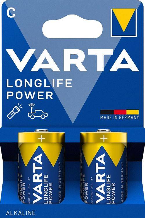 VARTA Batterie Alkaline, Longlife Power, Baby, C, LR14, 1.5V, Retail Blister (2-Pack)