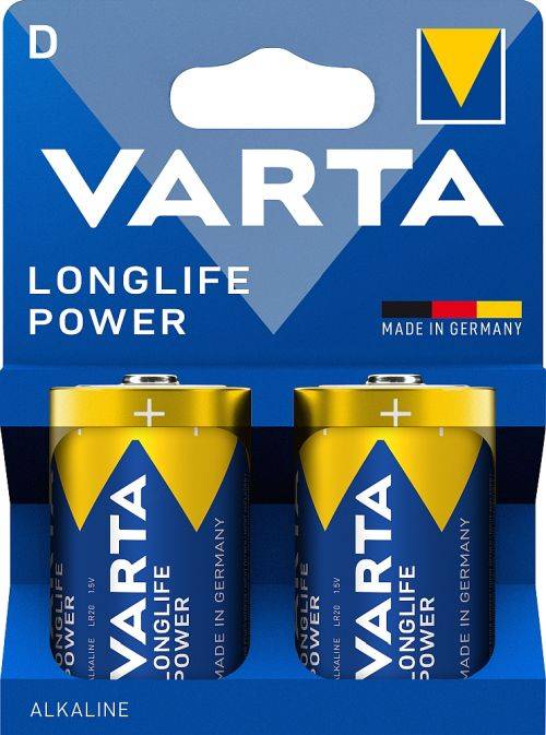 VARTA Batterie Alkaline, Longlife Power, Mono, D, LR20, 1.5V, Retail Blister (2-Pack)
