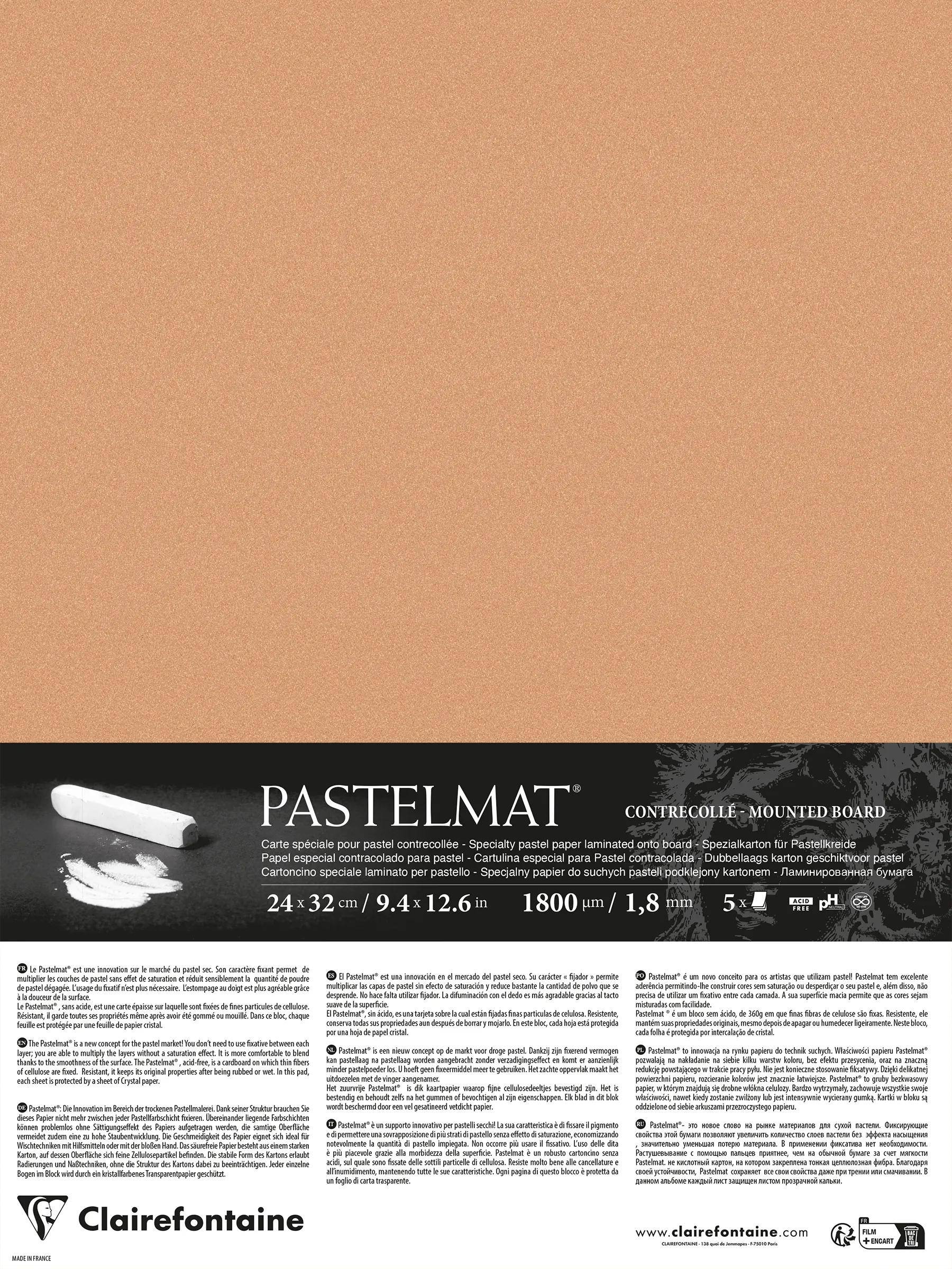 Clairefontaine Pastelmat kaschiert, 5 Bogen 24x32 cm, 360g - Siena 796012C