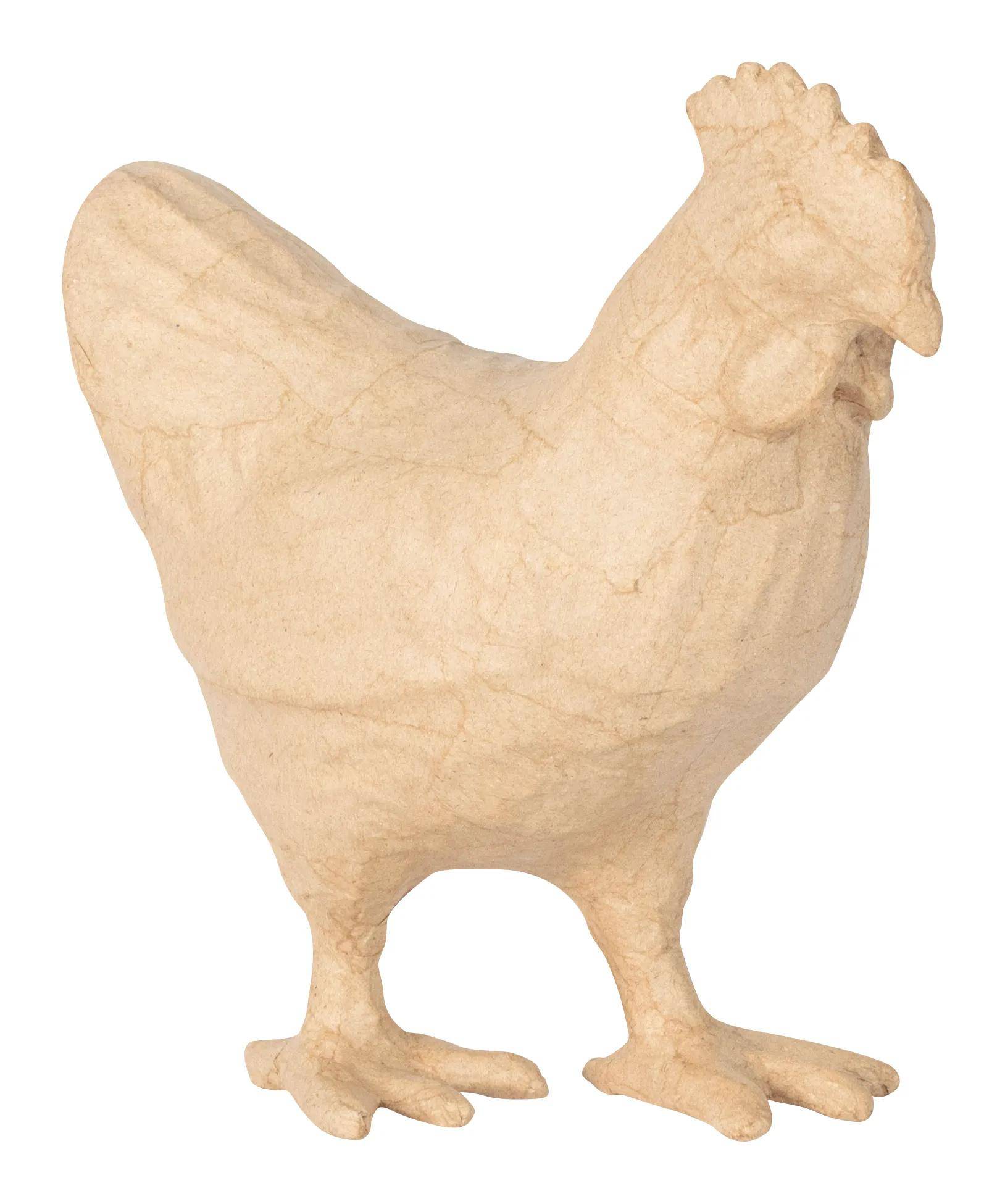 Décopatch Kleines Pappmaché, braun, Huhn 19cm - Kartonbraun SA228C