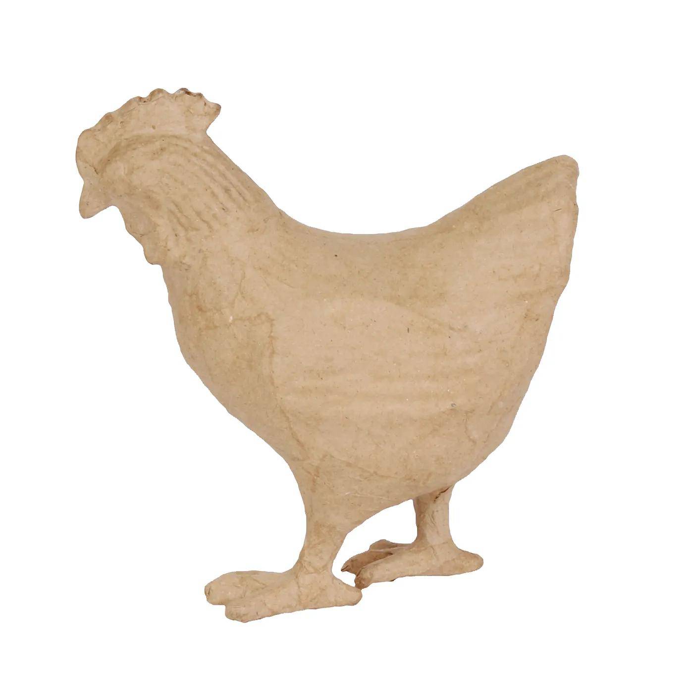 Décopatch Kleines Pappmaché, braun, Huhn 19cm - Kartonbraun SA228C