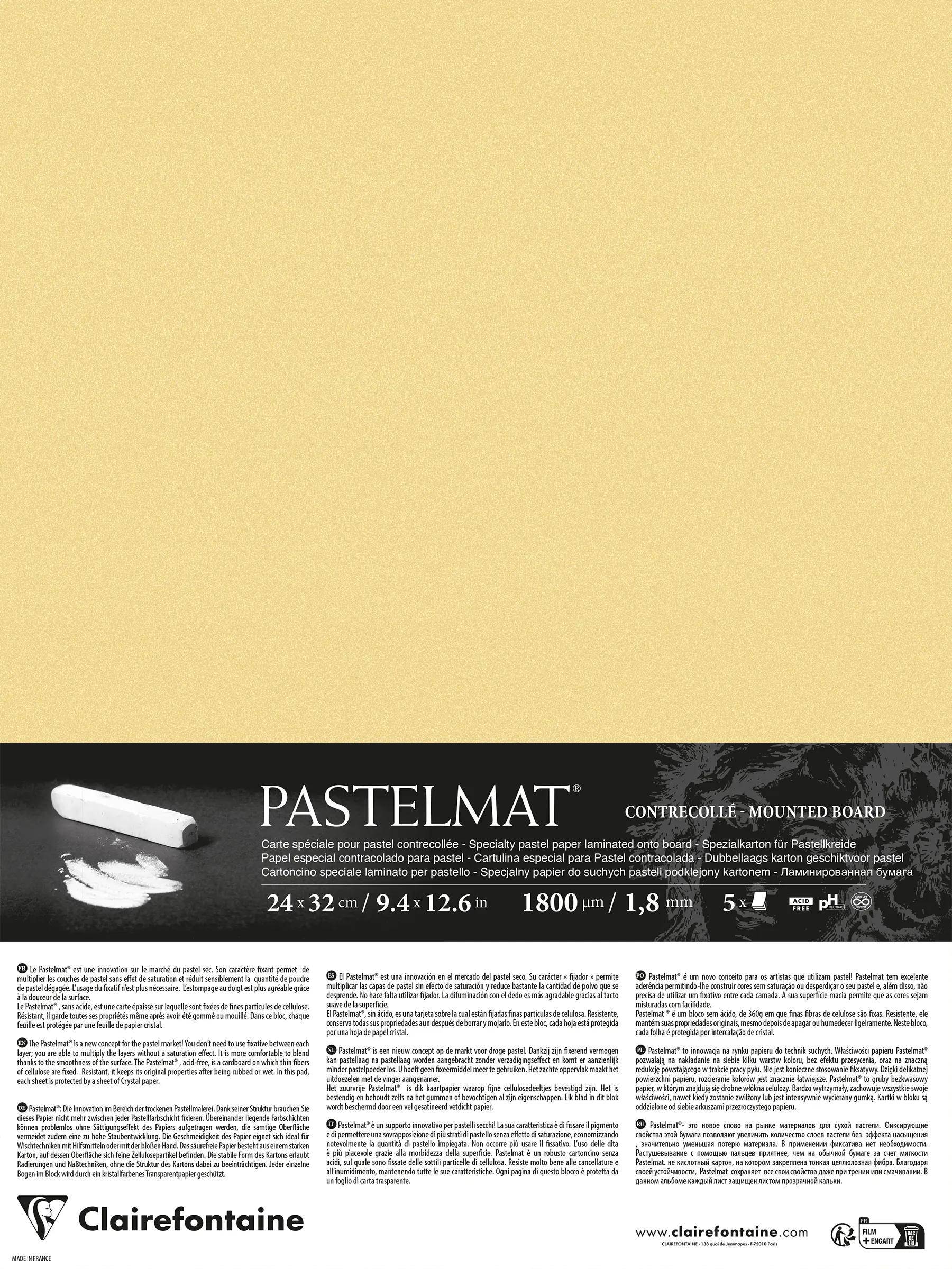 Clairefontaine Pastelmat kaschiert, 5 Bogen 24x32 cm, 360g - Butterblume 796022C