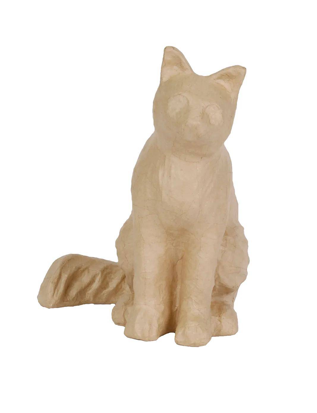 Décopatch Braunes Pappmaché, Katze 41 cm - Kartonbraun LA027C