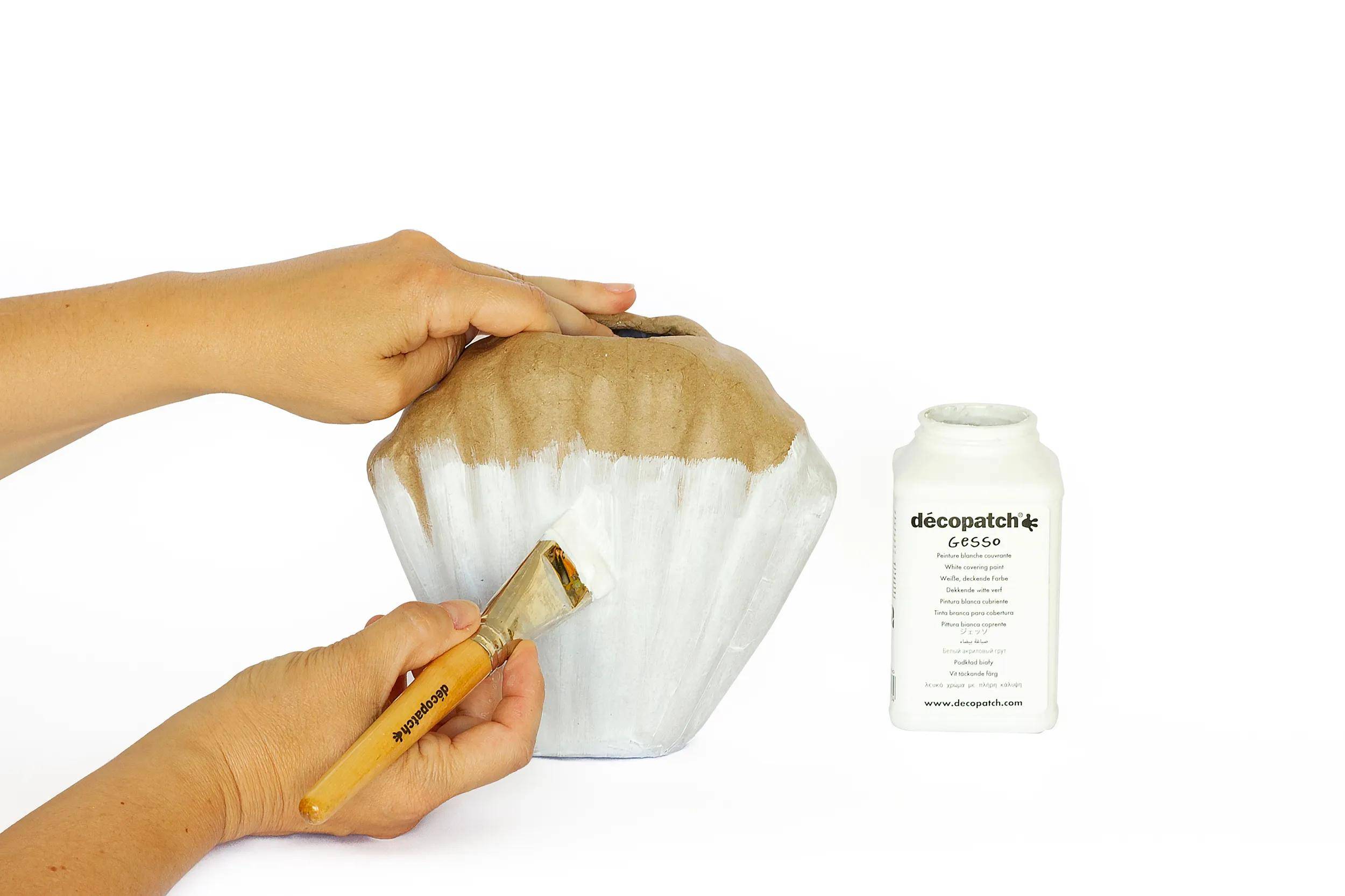 Décopatch Braunes Pappmaché, Muschelvase, wasserdicht - Kartonbraun HD072C