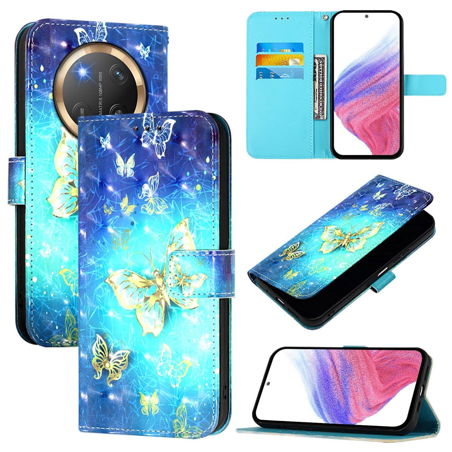 Für Honor Magic 7 Lite / X9c Kunstleder Motiv Design Book Wallet Tasche Hülle