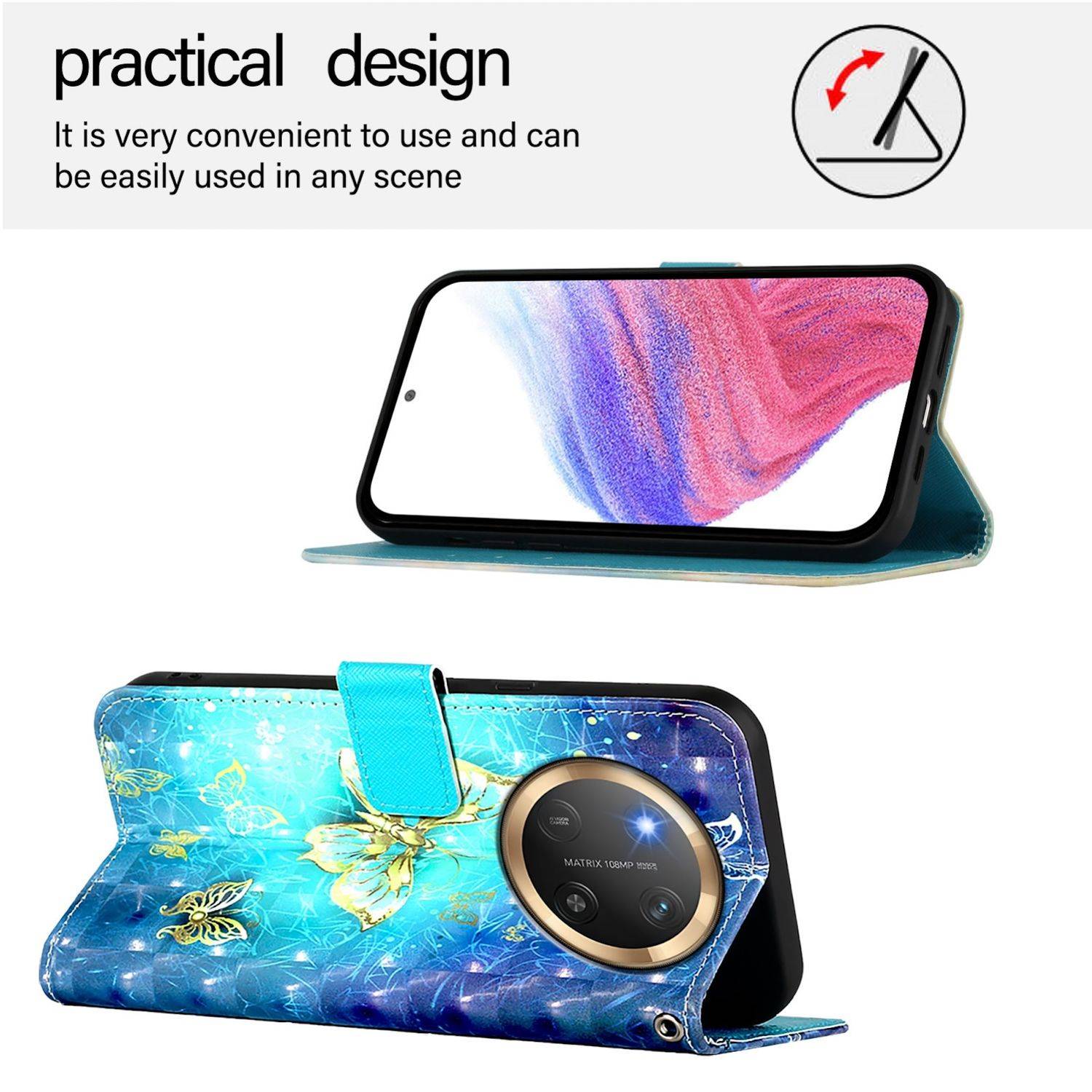 Für Honor Magic 7 Lite / X9c Kunstleder Motiv Design Book Wallet Tasche Hülle