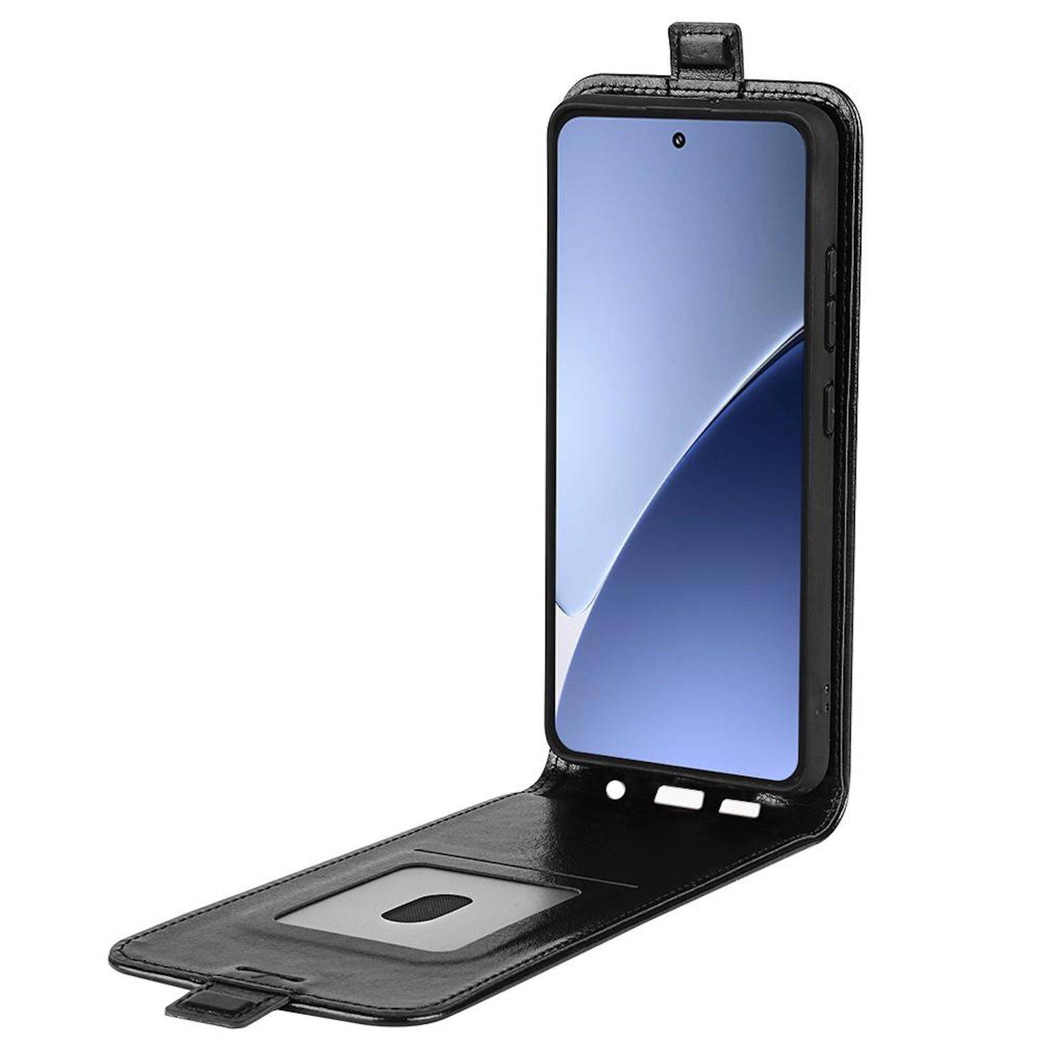 Für Xiaomi 15 Pro Vertikale Flip Handy Tasche Hülle Cover Schutz Case Schwarz