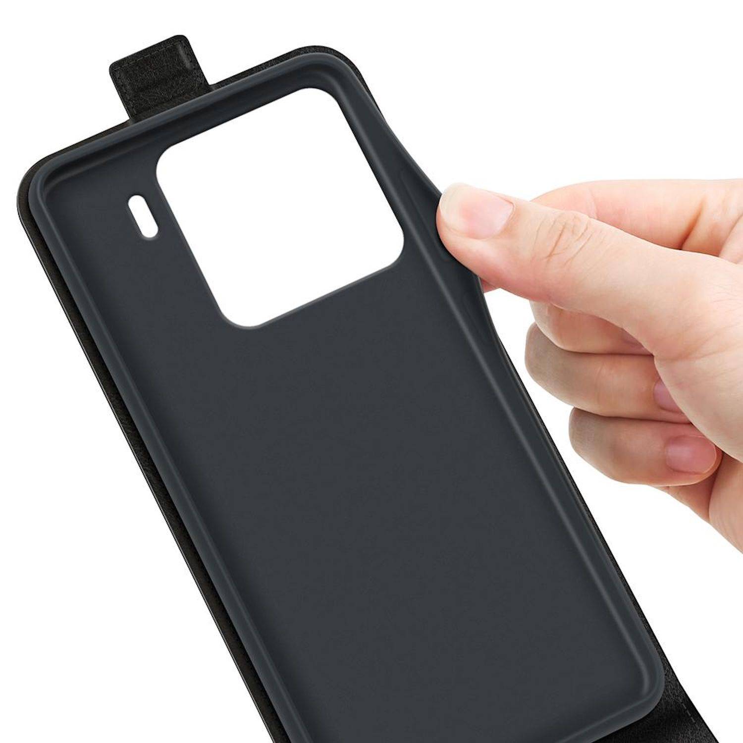 Für Xiaomi 15 Pro Vertikale Flip Handy Tasche Hülle Cover Schutz Case Schwarz