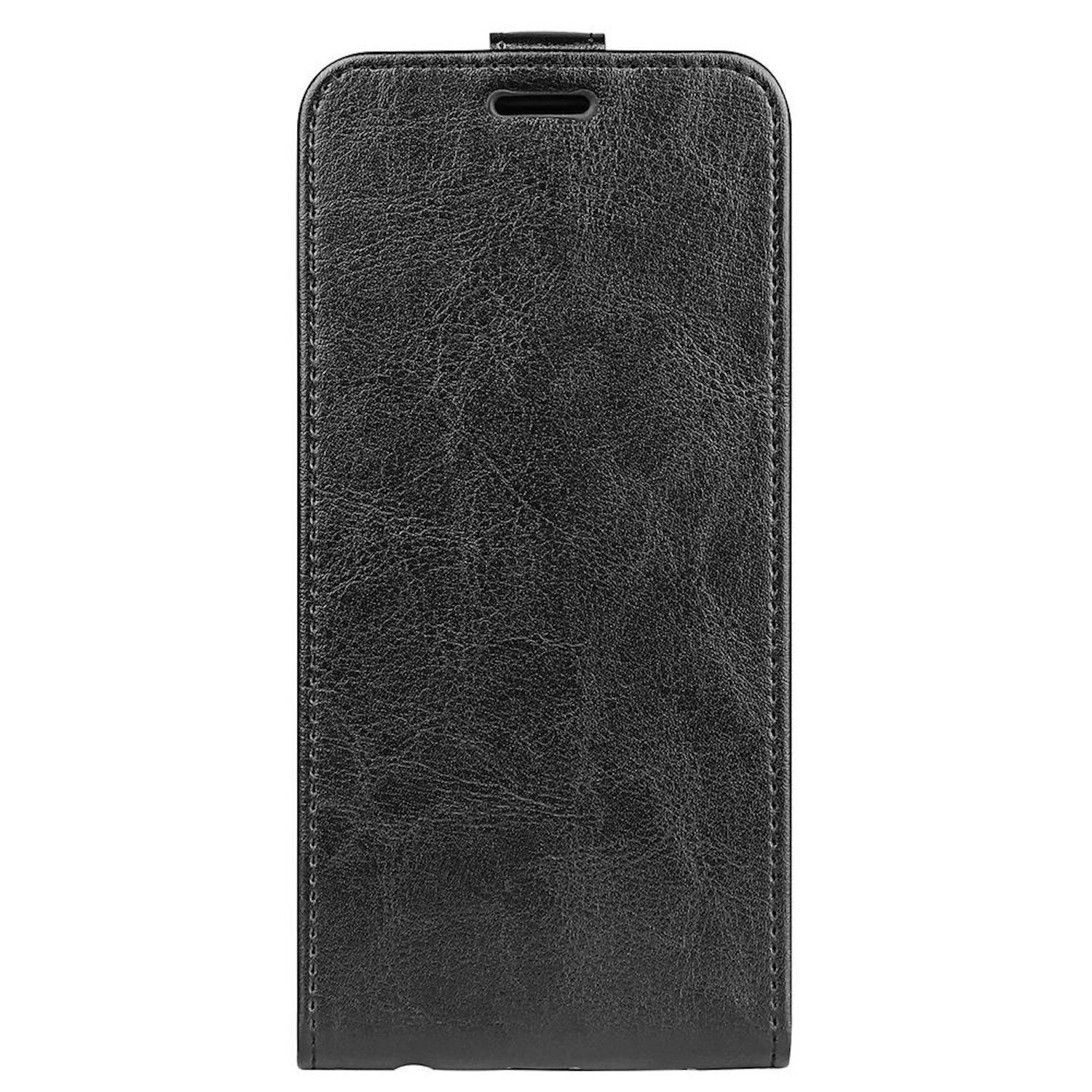 Für Samsung Galaxy S25 Edge 5G Vertikale Kunstleder Flip Tasche Hülle Schwarz