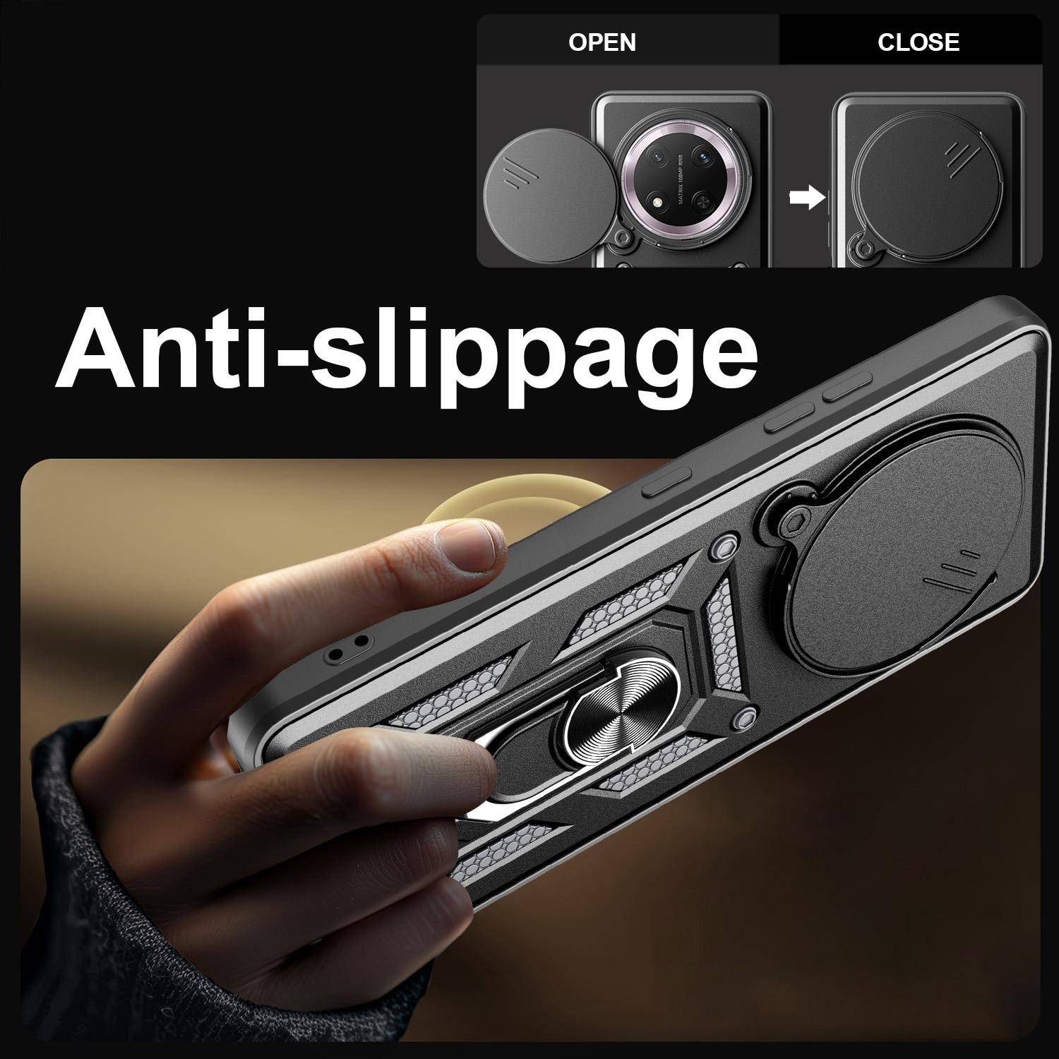 Für Honor Magic 7 Lite / X9c Sliding Kamera TPU Hybrid Schutz Hülle Ring Blau