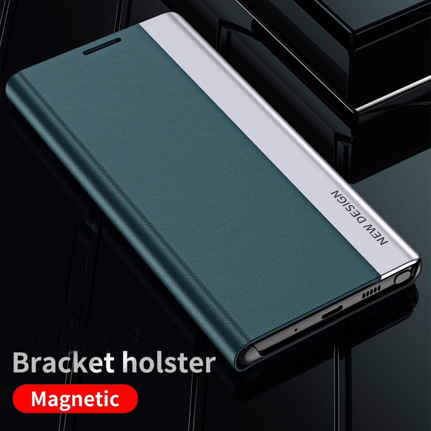Für Honor Magic 7 Lite / X9c Design Electroplated Flip Kunstleder Cover Hülle Dunkelblau