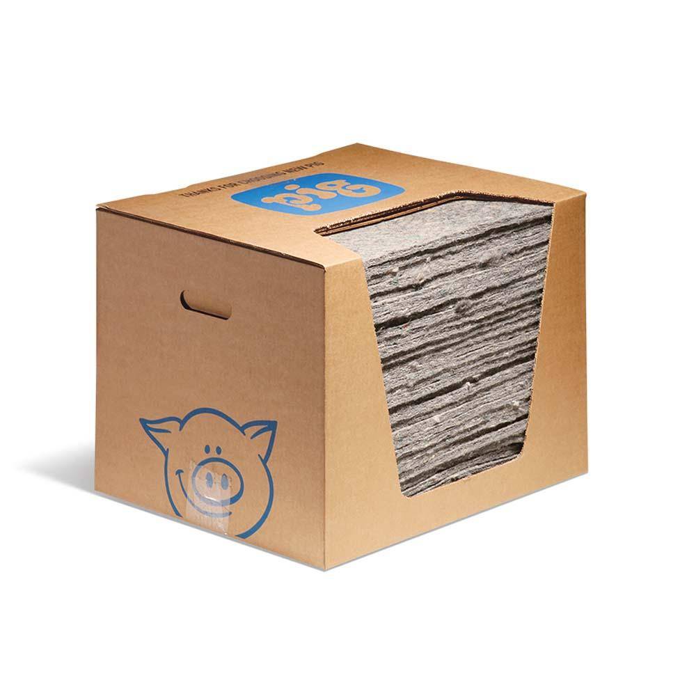 Ölabsorbierende PIG® Filtermatteneinlage - absorbiert 75,7 l/VE - 38 x 46 cm - VE 30 Stück in Spenderbox - Preis per VE