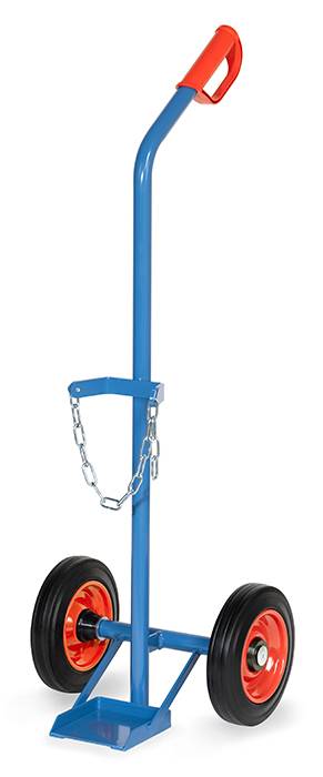 Stahlflaschenkarre - für 1 Stahlflasche 10 Liter Inhalt - Ø 140 mm - Räder mit Vollgummibereifung