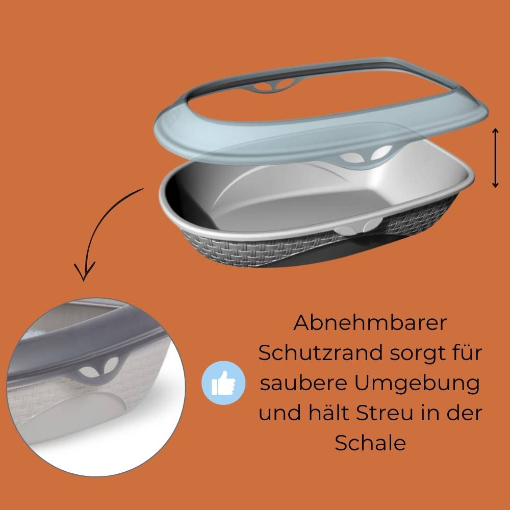 Katzentoilette XXL 60 cm Rattan Optik Katzenklo Katzen Schalen Toilette WC Rand