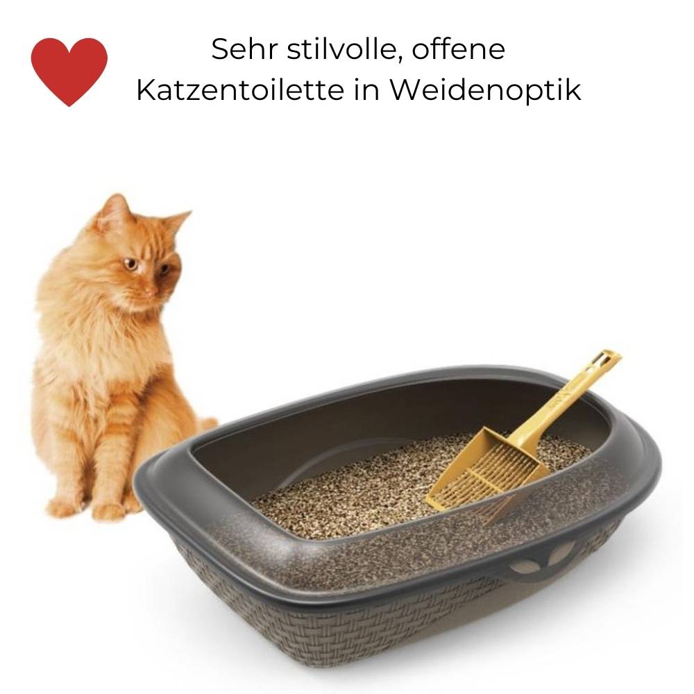 Katzentoilette XXL 60 cm Rattan Optik Katzenklo Katzen Schalen Toilette WC Rand