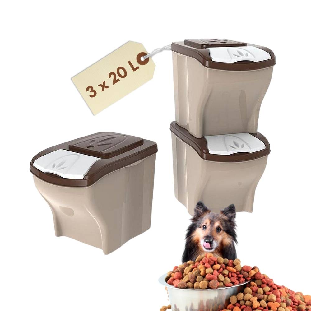 3x Hundefutter Aufbewahrung Futtertonne Katze Futtertonne Hund Tierfutterbehälter Trockenfutter Aufbewahrung Futterbox Hund Hundefutter Box 3 x 20