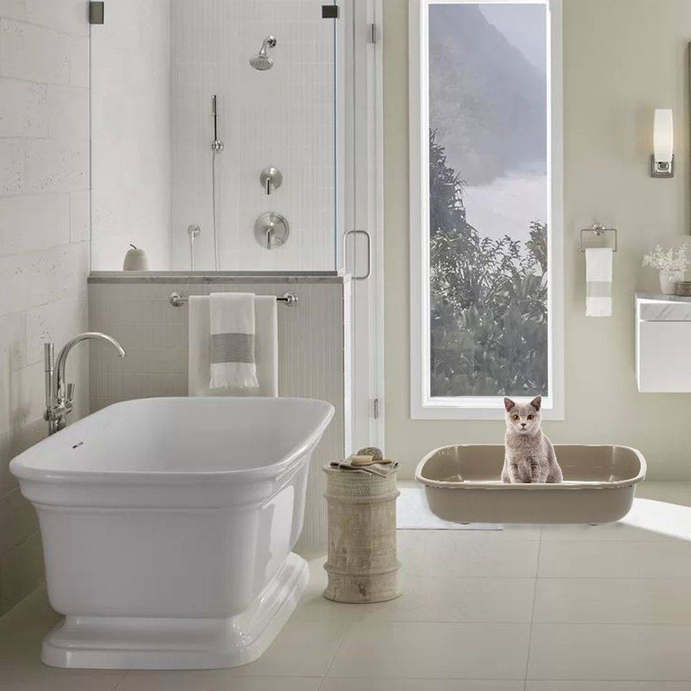 GarPet Katzenklo in 5 Größen Katzentoilette ohne Deckel Katzen Kaninchen Toilette Kitten Hasen Klo WC Schalentoilette Klo grau eckig Junior