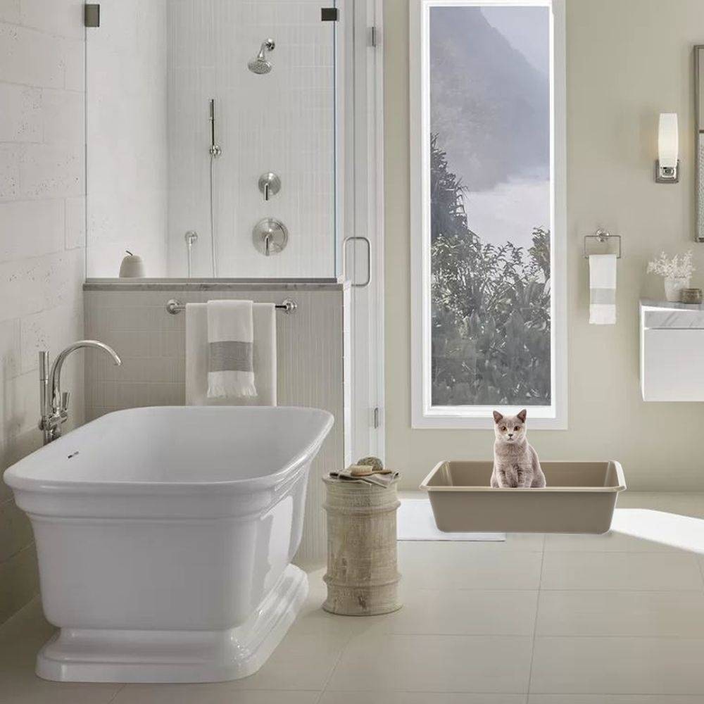 GarPet Katzenklo in 5 Größen Katzentoilette ohne Deckel Katzen Kaninchen Toilette Kitten Hasen Klo WC Schalentoilette Klo grau eckig Mid