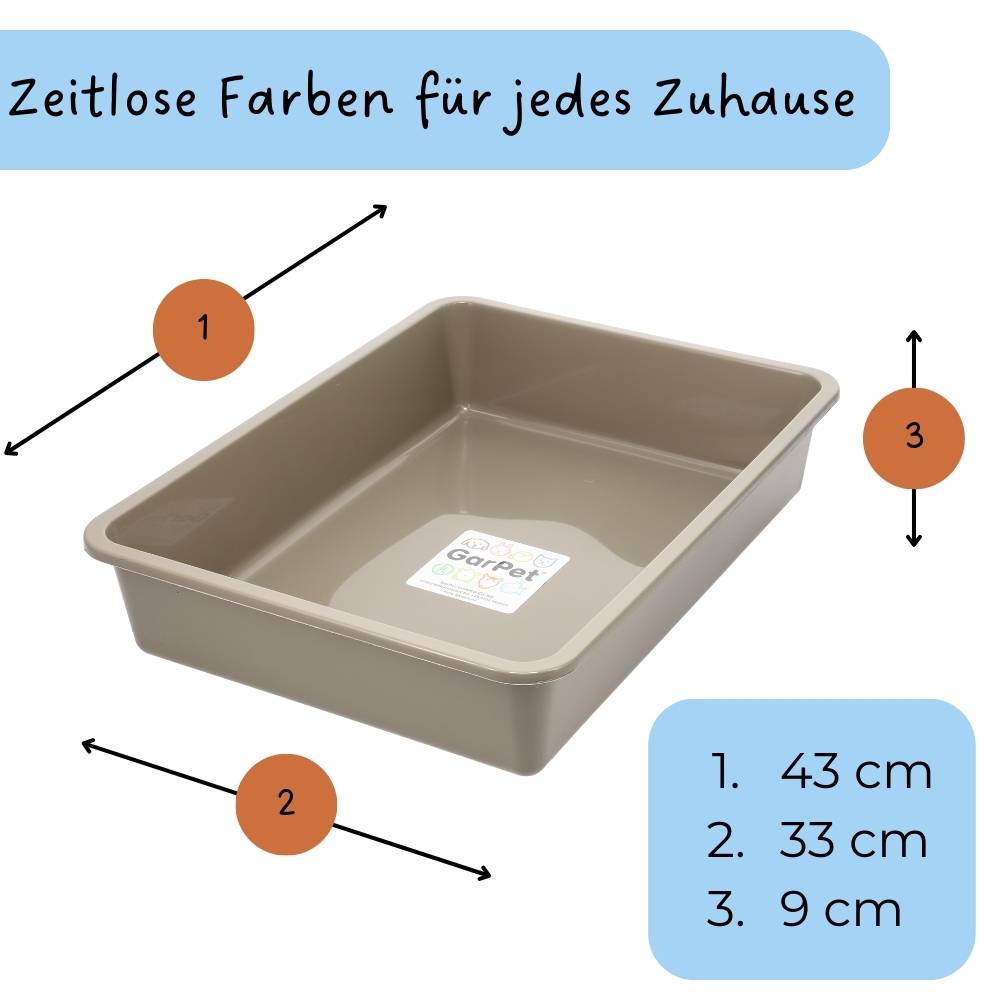 GarPet Katzenklo in 5 Größen Katzentoilette ohne Deckel Katzen WC Schalentoilette Klo grau eckig XL XXL hygenisch Max