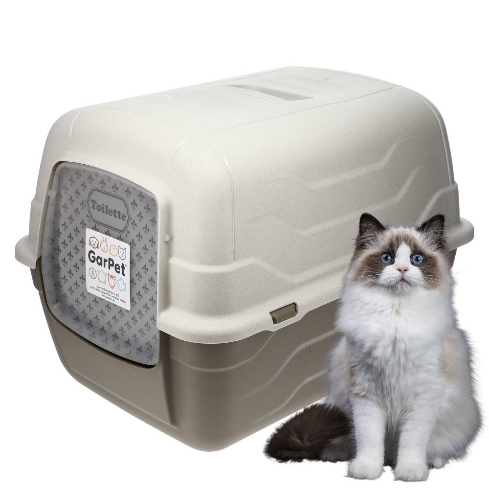 GarPet Katzenklo mit Deckel Schaufel Aktivkohlefilter - Haube kippbar - große XXL Katzentoilette Katzen WC Hauben Toilette Klo Outdoor