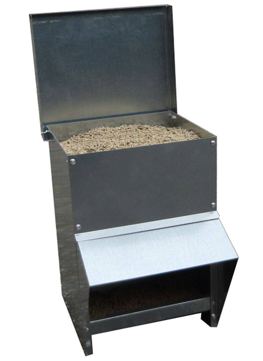 Futterautomat 8 Kg Futter Spender Trog Kaninchen Hase Geflügel Futternapf Deckel