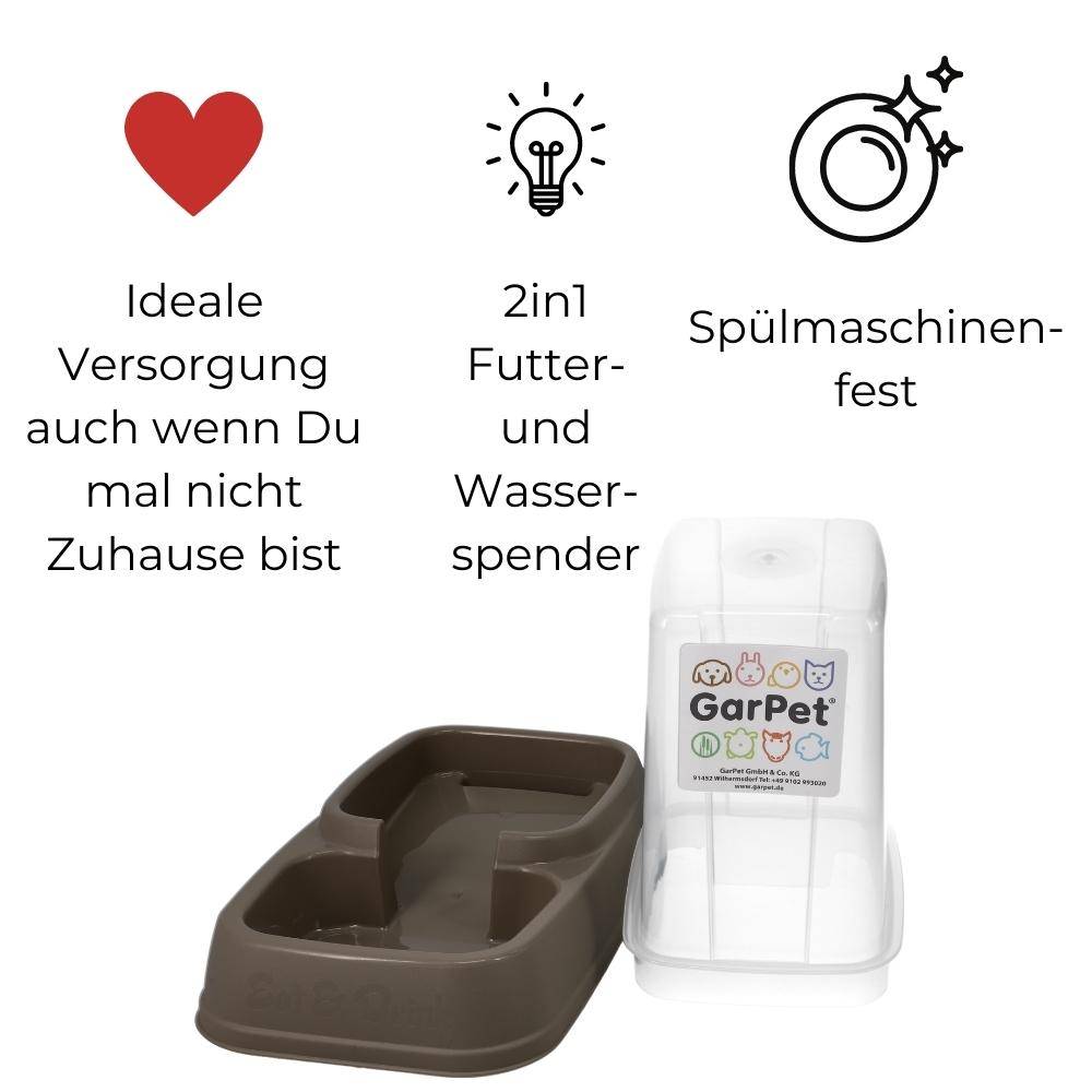 Automatischer Futterspender Wasserspender 2in1 Futterautomat Wasserautomat für Hunde Katzen Wasser und Futter Automat Spender Napf 3,7 L