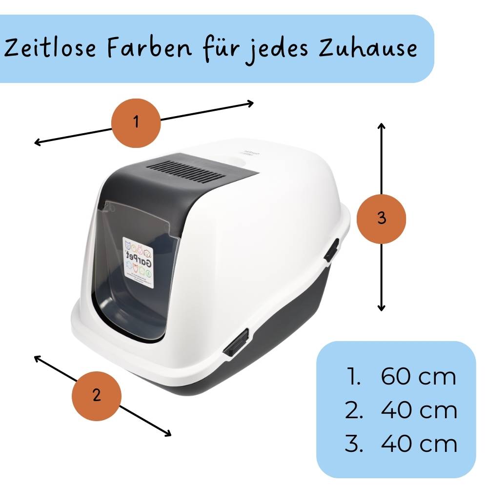 Katzenklo mit Deckel Schaufel Aktivkohlefilter - Haube kippbar - extrahohe Unterschale große XXL Katzentoilette 60 Katzen WC Hauben Toilette