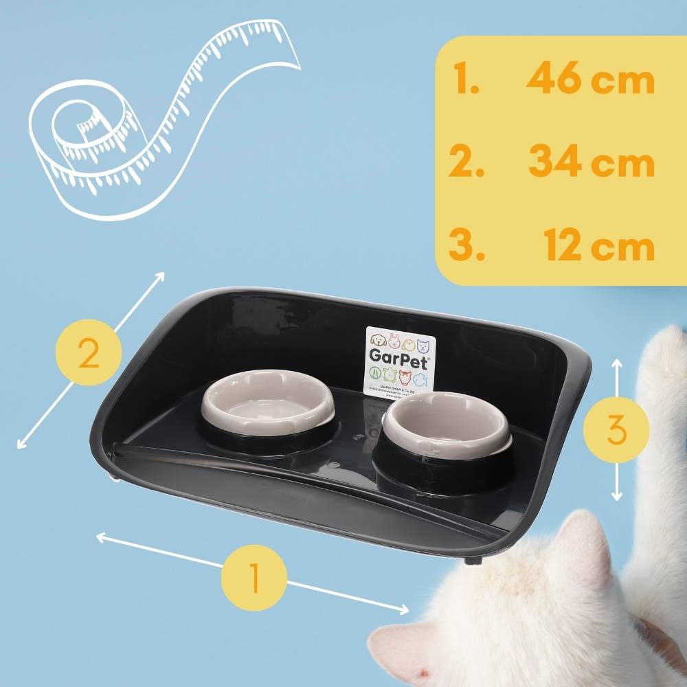 Futterstation Hund 2 Näpfe Futterbar mit erhöhter Rückwand Spritzschutz rutschfeste Hundebar Futternapf Wassernapf Unterlage Hunde Katzen