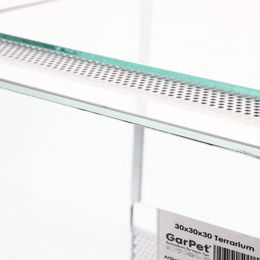 GarPet Glas Terrarium 30x30x30 cm Reptilien Amphibien Spinnen Glasterrarium mit Alu Belüftung Falltür Guillotine Tür