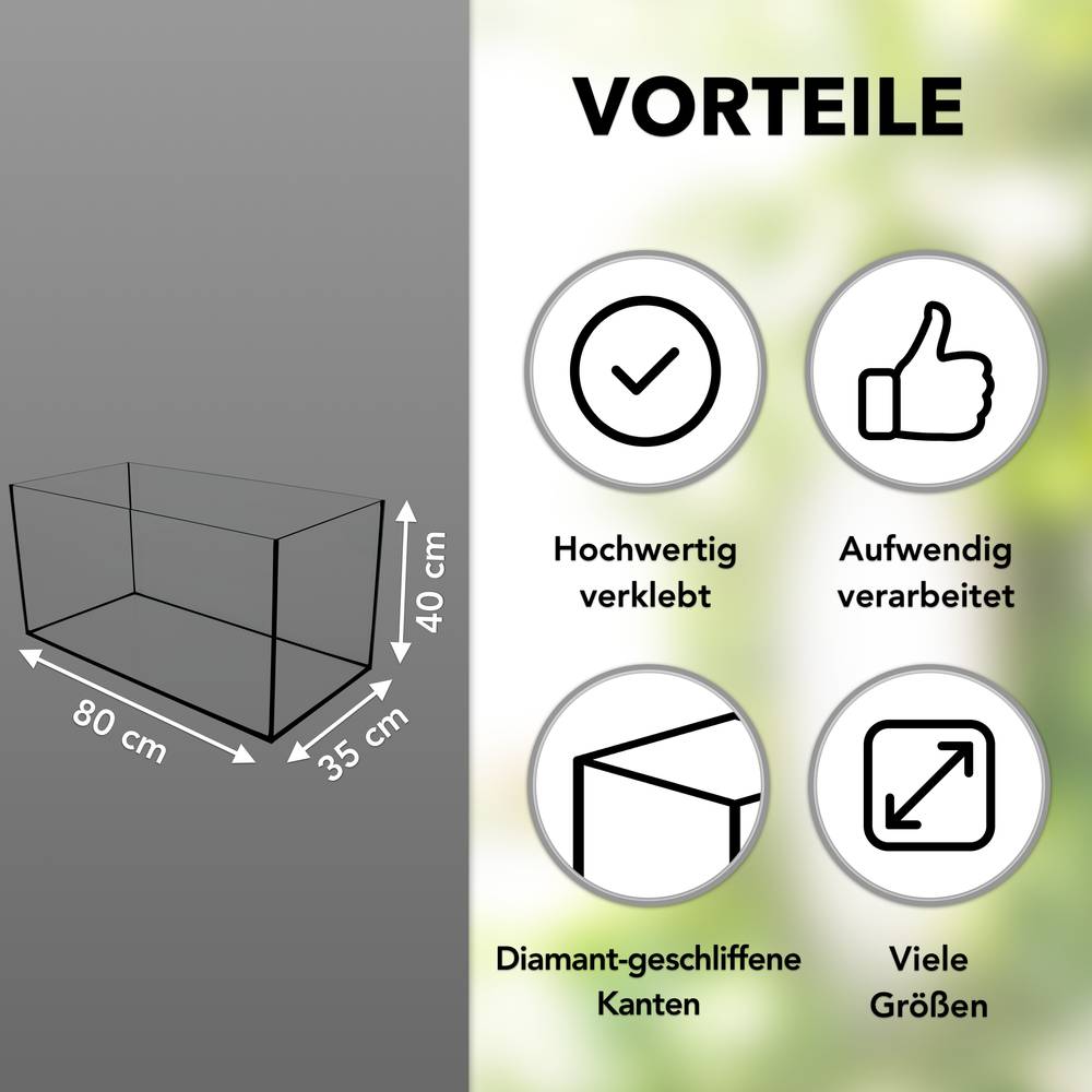 Aquarium Becken rechteckig standard Größen Glas Aquariumbecken Garnelenaquarium Mini Aquarium Salzwasseraquarium Nanobecken 80x35x40