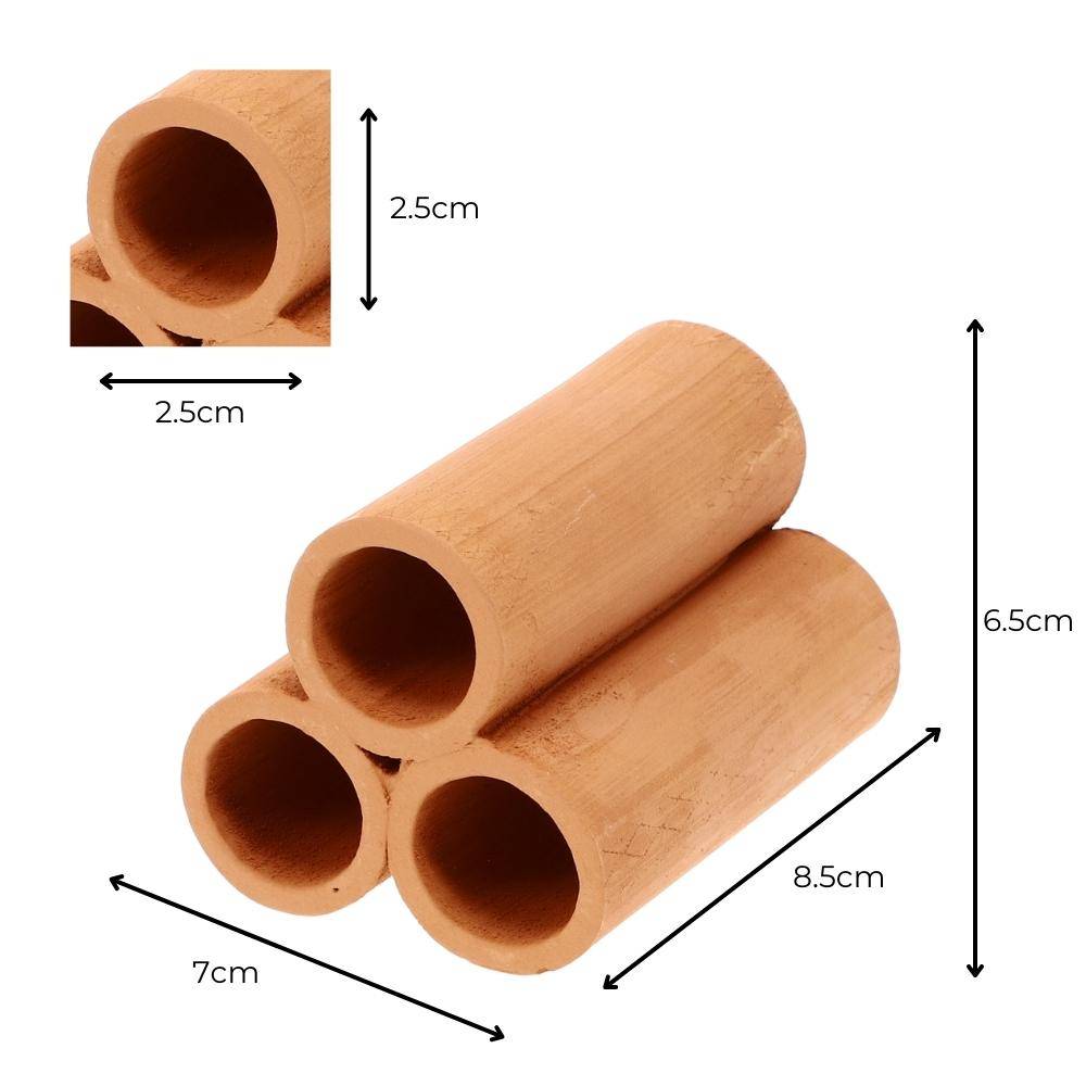 Aquariendeko Pyramide 3er XL Garnelenröhre Aquarium Deko Garnelen Garnelenhöhle Krebshöhle Welsröhre Laichröhre Keramik Ton Terracotta