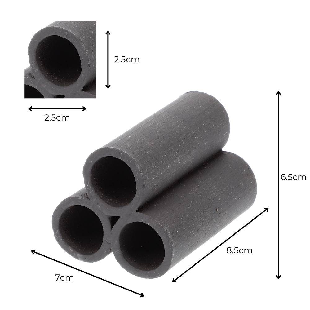 Aquariendeko Pyramide 3er XL Garnelenröhre Aquarium Deko Garnelen Garnelenhöhle Krebshöhle Welsröhre Laichröhre Keramik Ton Schwarz