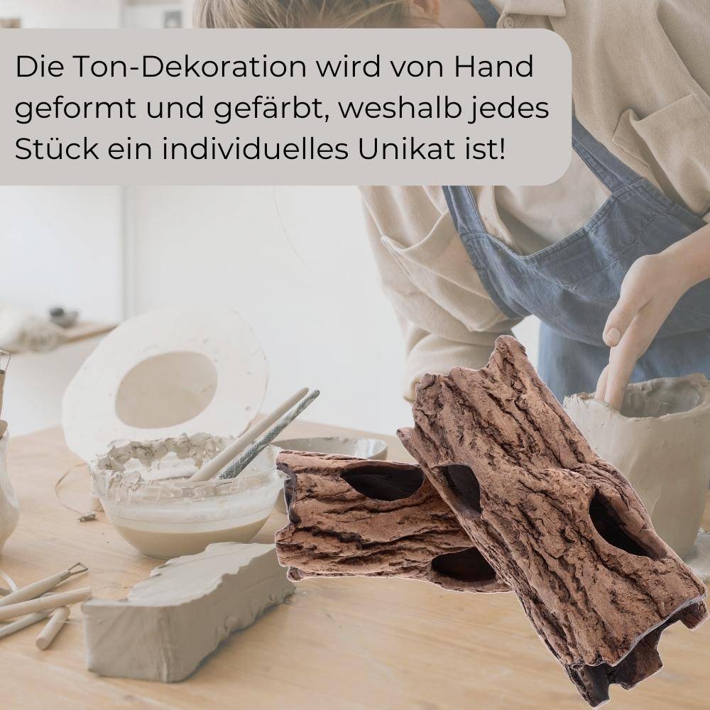 Aquarium Terrarium Deko XL Keramik Höhle Röhre Reptilien Dekoration Wurzel Ablaichhöhle Fisch Tonröhre Laichröhre Versteckplatz