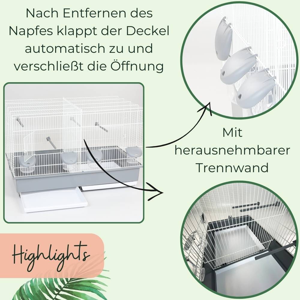 Vogelkäfig Doppelkäfig Wellensittich Kanarien Käfig Teilbar Trennwand Trenngitter Zuchtkäfig Trennkäfig Zuchtboxen für Vögel