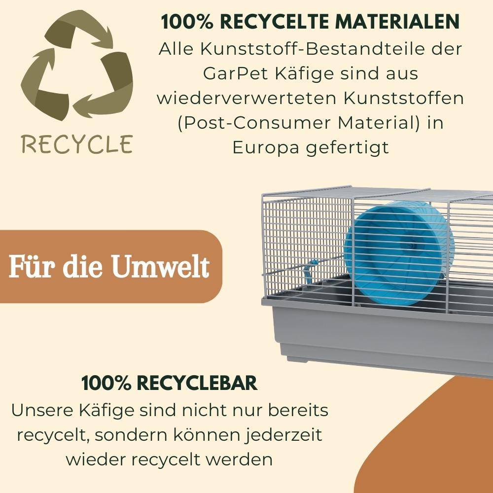 Hamsterkäfig mit Haus grau Nagerkäfig Mäusekäfig Zubehör Haus Hamster Nager Zwerghamster Käfig