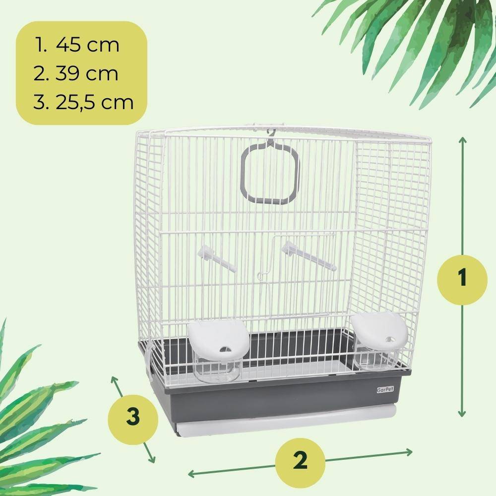 Vogelkäfig Käfig für Vögel Wellensittichkäfig Metall Vogelbauer klein grau weiß Transportkäfig mit Zubehör Vogelheim Kanarien