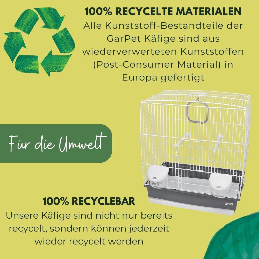 Vogelkäfig Käfig für Vögel Wellensittichkäfig Metall Vogelbauer klein grau weiß Transportkäfig mit Zubehör Vogelheim Kanarien