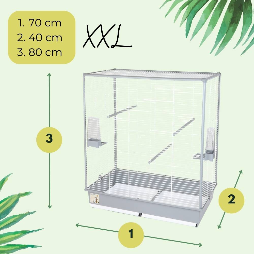 Vogelkäfig groß mit Kunststoffrahmen Wellensittich Kanarien Nymphensittich Käfig Vogelbauer 70 x 40 x 80 cm Voliere XXL