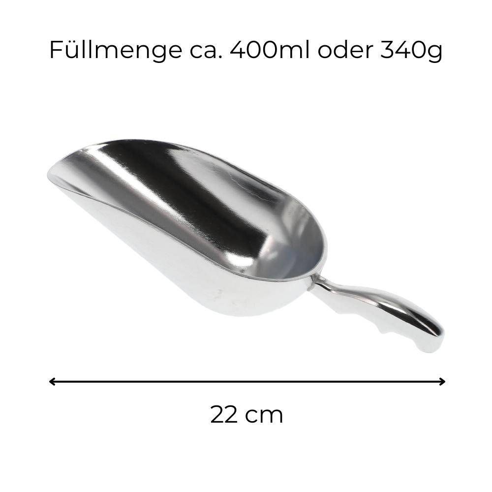 Futterschaufel Aluminium Gr.2 400 ml Mehlschaufel Eisschaufel Abwiegeschaufel Sackschaufel Schaufel Metall Teeschaufel Gewürzschaufel klein