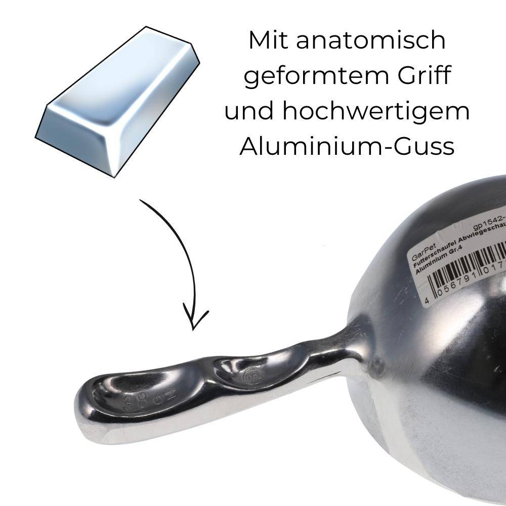 Futterschaufel Aluminium Gr.2 400 ml Mehlschaufel Eisschaufel Abwiegeschaufel Sackschaufel Schaufel Metall Teeschaufel Gewürzschaufel klein