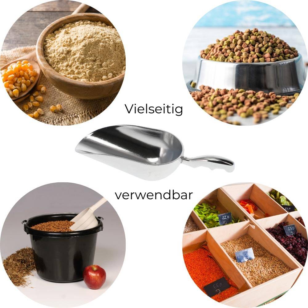 Futterschaufel Aluminium Gr.2 400 ml Mehlschaufel Eisschaufel Abwiegeschaufel Sackschaufel Schaufel Metall Teeschaufel Gewürzschaufel klein