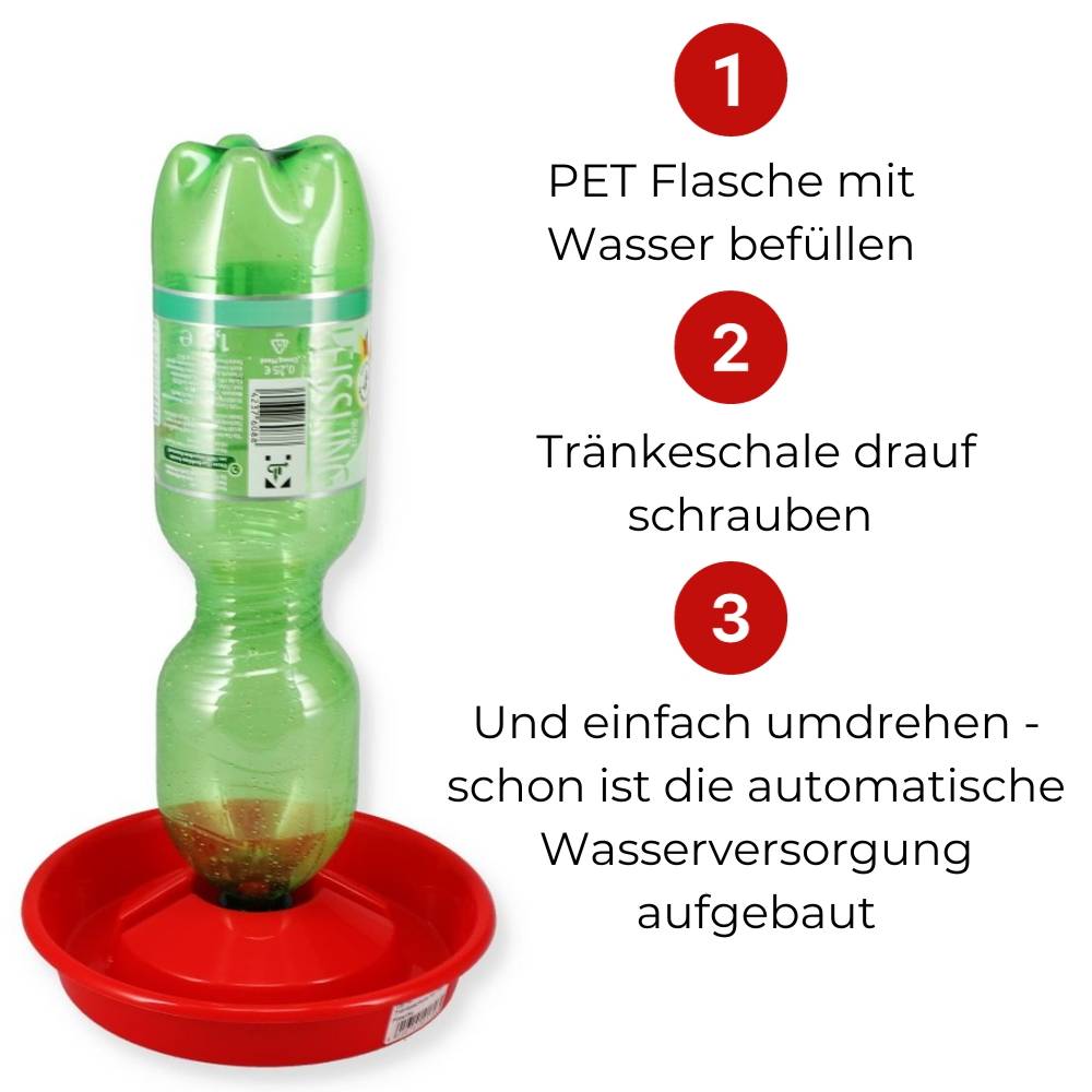Nager Vogel Geflügel Hühner Küken Insekten Tränke Tränkeschale für PET Flasche