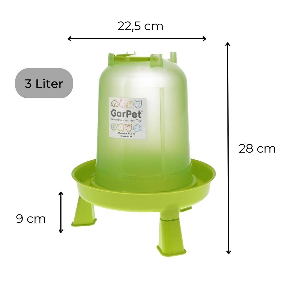 Geflügeltränke mit Standfüßen Hühnertränke Stand Füßen Wassertränke automatisch Stülptränke Hühner Tränke grün 3,0 L