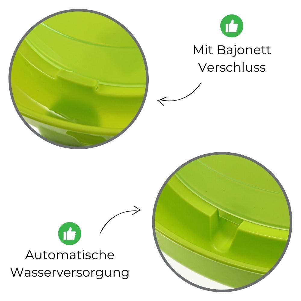 Geflügeltränke mit Standfüßen Hühnertränke Stand Füßen Wassertränke automatisch Stülptränke Hühner Tränke grün 3,0 L