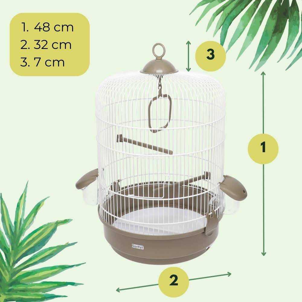 Vogelkäfig Papagei Vögel Kanarien Wellensittich Käfig Papageienkäfig rund weiß