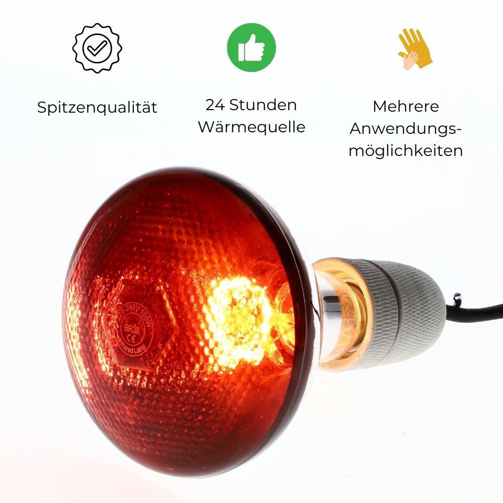 GarPet Rotlichtlampe Wärmelampe Tiere Gesicht Infrarotlampe 100 Watt Infrarot Lampe Terrarium Baby Geflügel Infrarotbirne