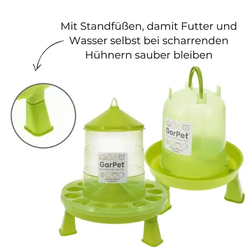 Geflügeltränke und Futterautomat Hühner mit Standfüßen im Set Hühnertränke Futterspender Futtertrog Stand Füßen Wassertränke grün Set 3. Geflügeltränke und Futterautomat Hühner mit Standfüßen im Set Hühnertränke Futterspender Futtertrog Stand Füßen Wassertränke grün Set 3.